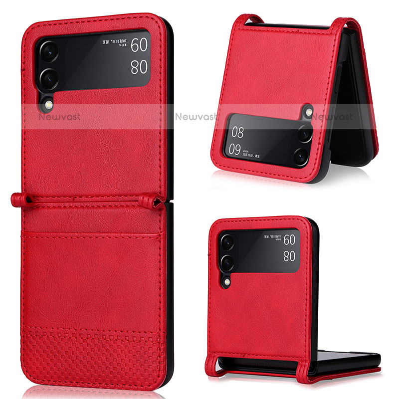 Luxury Leather Matte Finish and Plastic Back Cover Case BY1 for Samsung Galaxy Z Flip3 5G