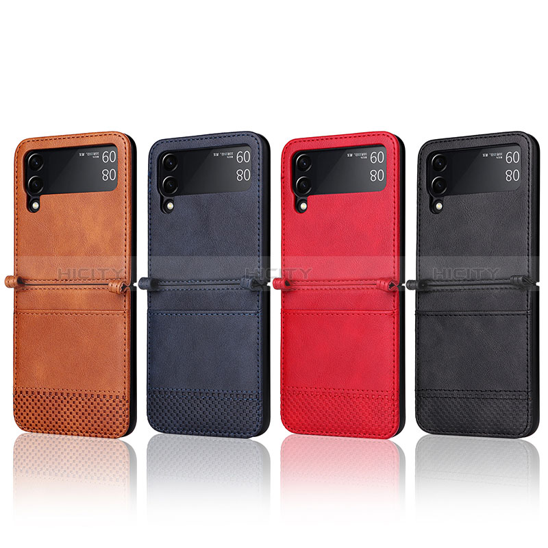 Luxury Leather Matte Finish and Plastic Back Cover Case BY2 for Samsung Galaxy Z Flip4 5G