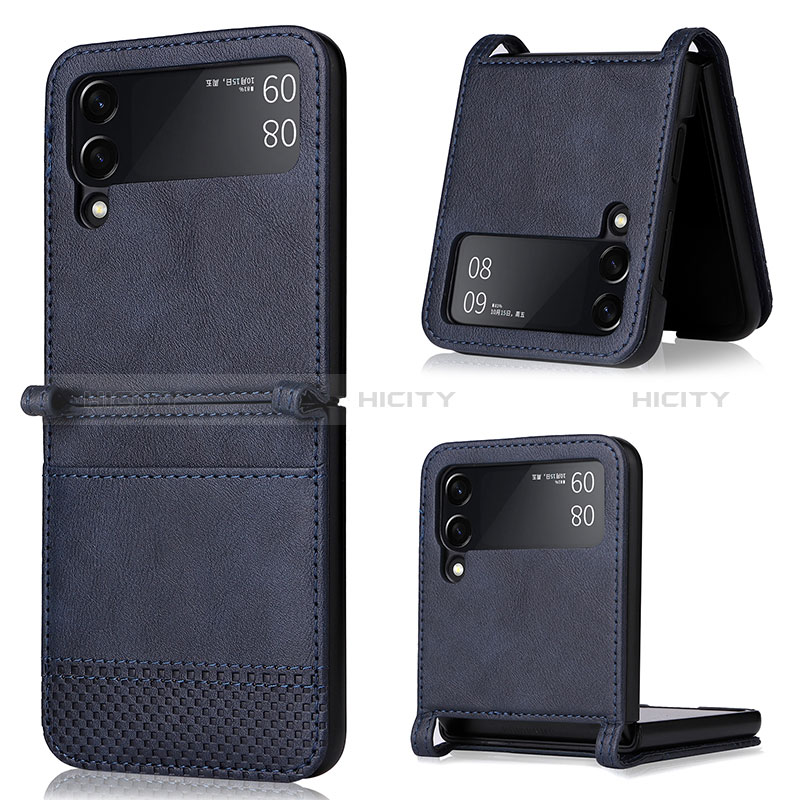 Luxury Leather Matte Finish and Plastic Back Cover Case BY2 for Samsung Galaxy Z Flip4 5G