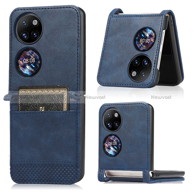 Luxury Leather Matte Finish and Plastic Back Cover Case BY3 for Huawei P50 Pocket