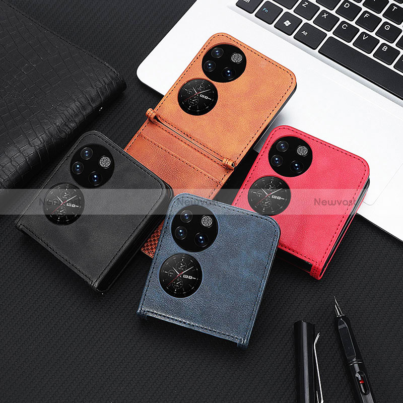 Luxury Leather Matte Finish and Plastic Back Cover Case BY4 for Huawei P60 Pocket