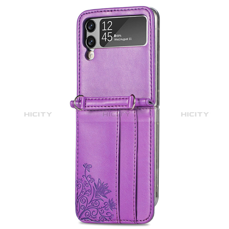 Luxury Leather Matte Finish and Plastic Back Cover Case C01 for Samsung Galaxy Z Flip4 5G