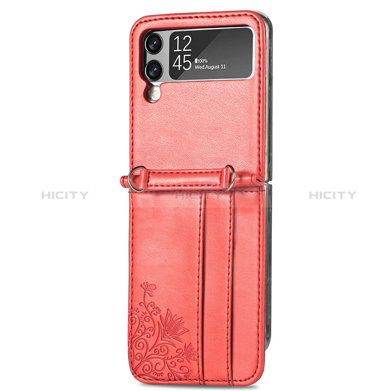 Luxury Leather Matte Finish and Plastic Back Cover Case C01 for Samsung Galaxy Z Flip4 5G