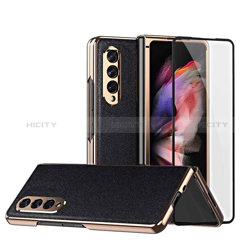 Luxury Leather Matte Finish and Plastic Back Cover Case C02 for Samsung Galaxy Z Fold4 5G