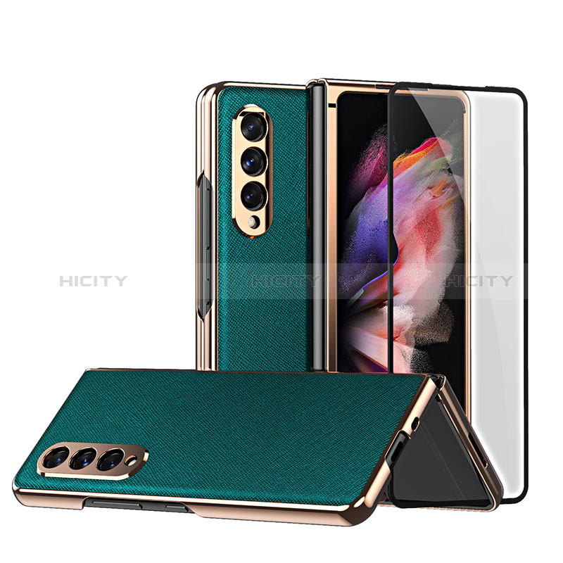 Luxury Leather Matte Finish and Plastic Back Cover Case C02 for Samsung Galaxy Z Fold4 5G