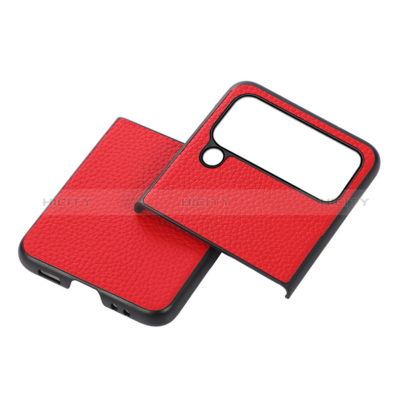 Luxury Leather Matte Finish and Plastic Back Cover Case C03 for Samsung Galaxy Z Flip4 5G