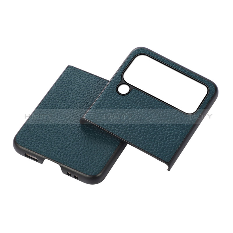 Luxury Leather Matte Finish and Plastic Back Cover Case C03 for Samsung Galaxy Z Flip4 5G