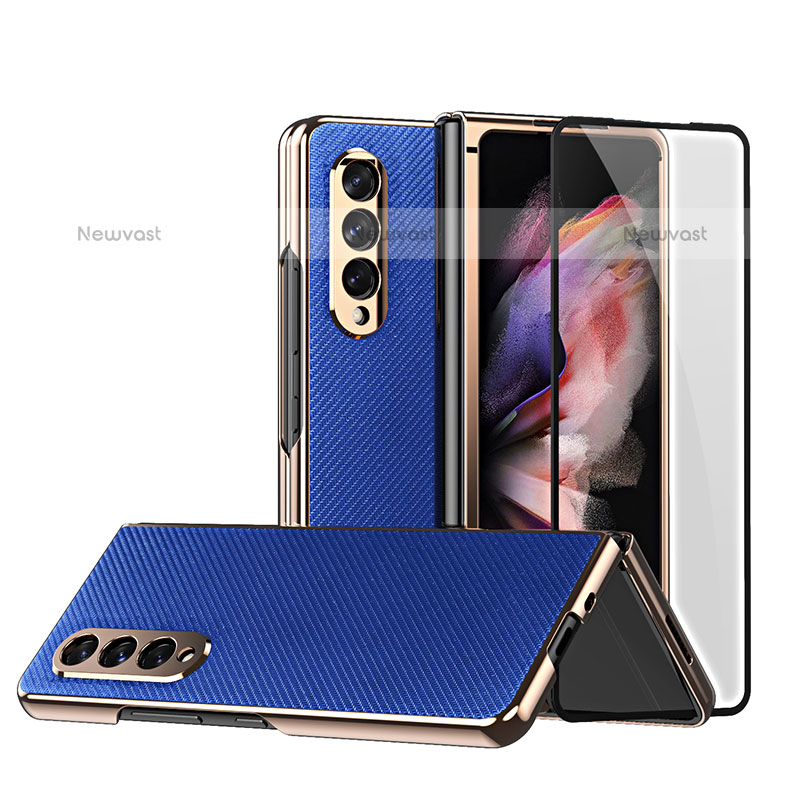 Luxury Leather Matte Finish and Plastic Back Cover Case C03 for Samsung Galaxy Z Fold3 5G