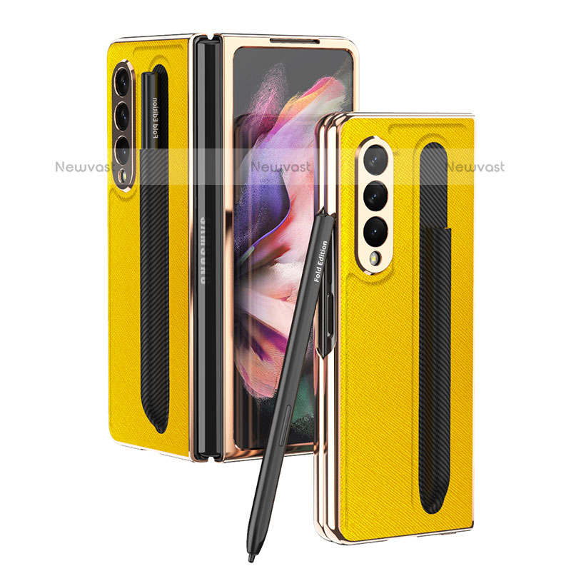 Luxury Leather Matte Finish and Plastic Back Cover Case C05 for Samsung Galaxy Z Fold3 5G