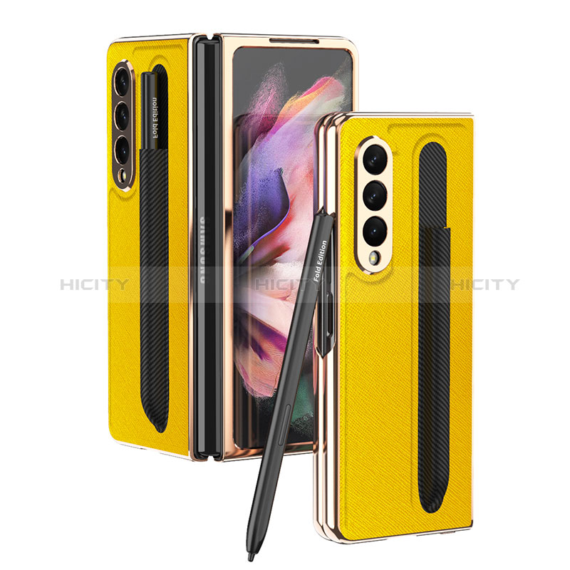 Luxury Leather Matte Finish and Plastic Back Cover Case C05 for Samsung Galaxy Z Fold4 5G