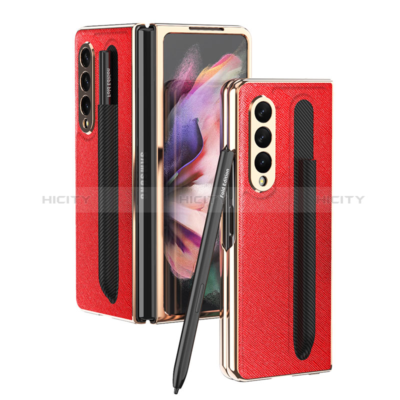 Luxury Leather Matte Finish and Plastic Back Cover Case C05 for Samsung Galaxy Z Fold4 5G