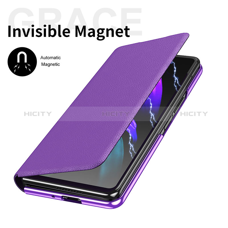 Luxury Leather Matte Finish and Plastic Back Cover Case C06 for Samsung Galaxy Z Fold4 5G