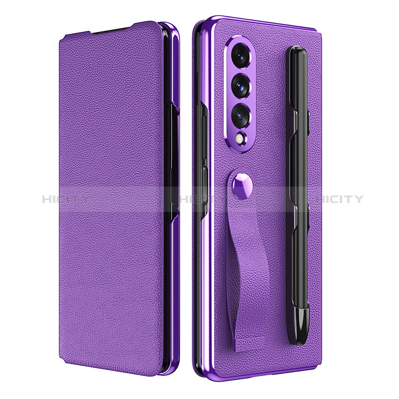 Luxury Leather Matte Finish and Plastic Back Cover Case C06 for Samsung Galaxy Z Fold4 5G