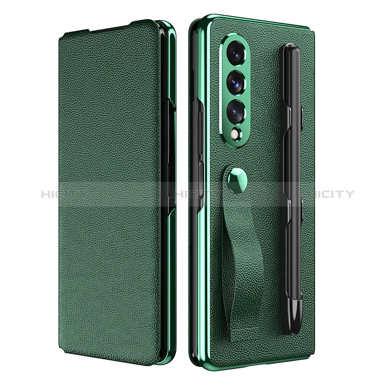 Luxury Leather Matte Finish and Plastic Back Cover Case C06 for Samsung Galaxy Z Fold4 5G