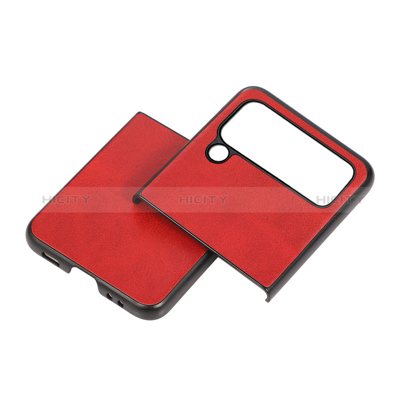 Luxury Leather Matte Finish and Plastic Back Cover Case C07 for Samsung Galaxy Z Flip4 5G