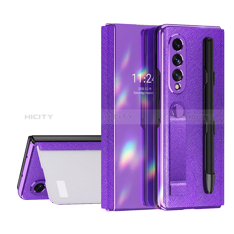 Luxury Leather Matte Finish and Plastic Back Cover Case C07 for Samsung Galaxy Z Fold4 5G