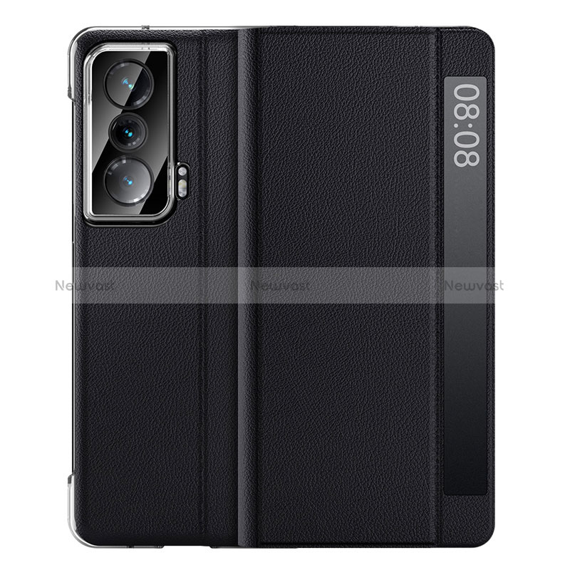 Luxury Leather Matte Finish and Plastic Back Cover Case for Huawei Honor Magic Vs 5G Black