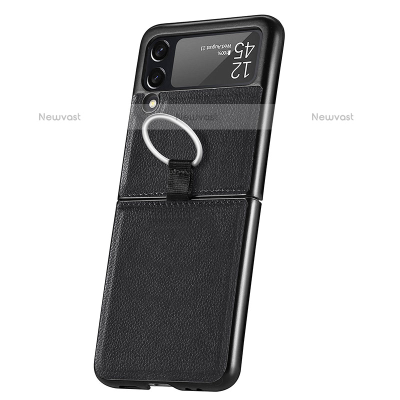 Luxury Leather Matte Finish and Plastic Back Cover Case for Samsung Galaxy Z Flip3 5G