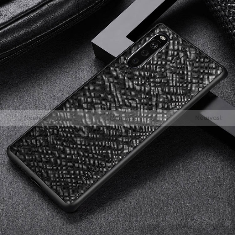 Luxury Leather Matte Finish and Plastic Back Cover Case for Sony Xperia 10 III Black