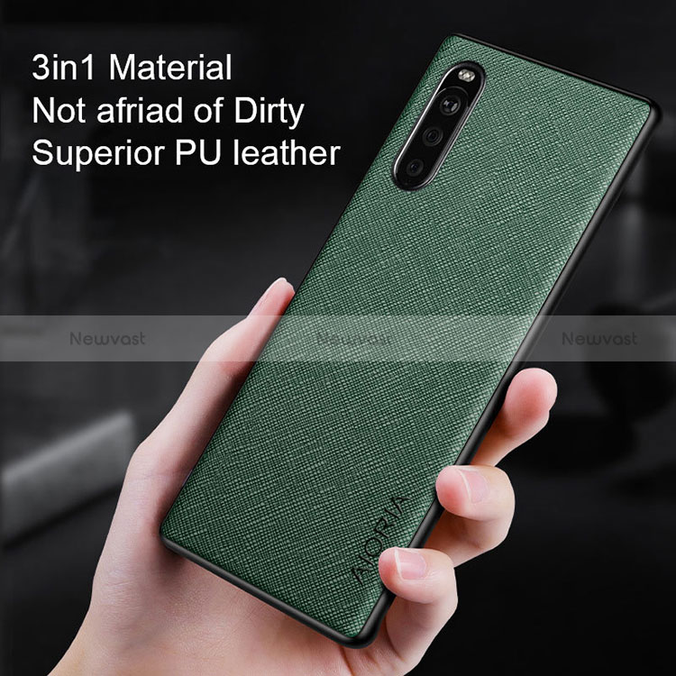 Luxury Leather Matte Finish and Plastic Back Cover Case for Sony Xperia 10 III SO-52B