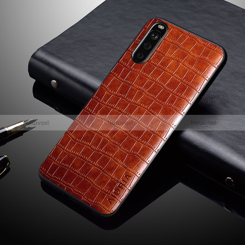 Luxury Leather Matte Finish and Plastic Back Cover Case for Sony Xperia 10 IV