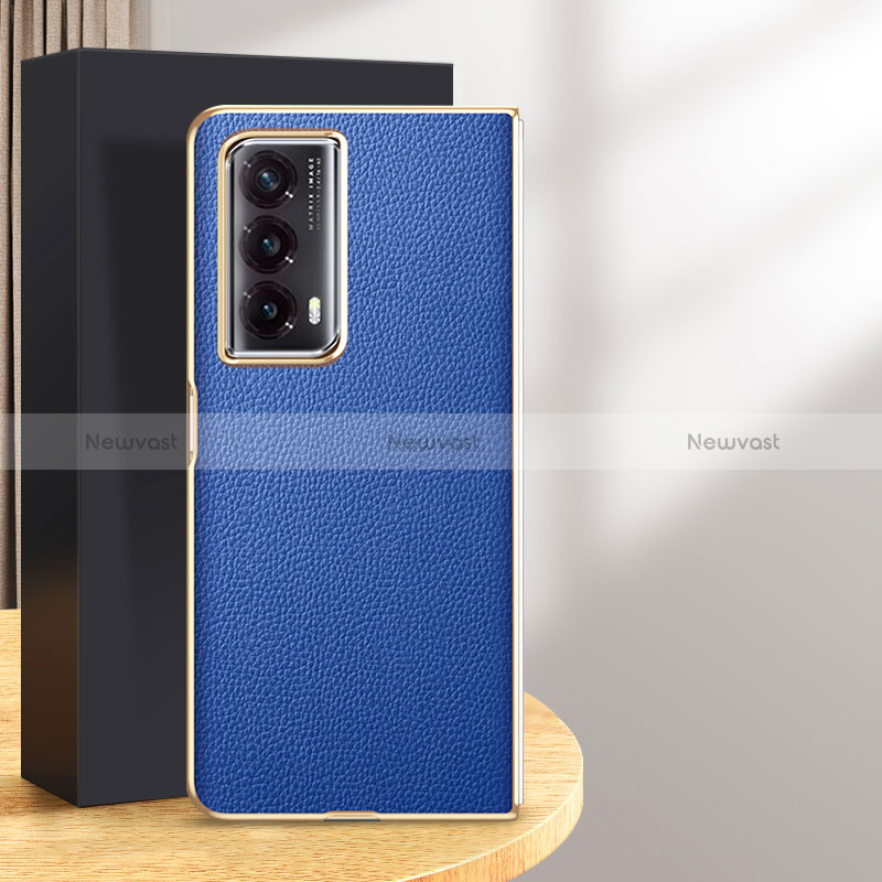 Luxury Leather Matte Finish and Plastic Back Cover Case GS1 for Huawei Honor Magic Vs2 5G Blue