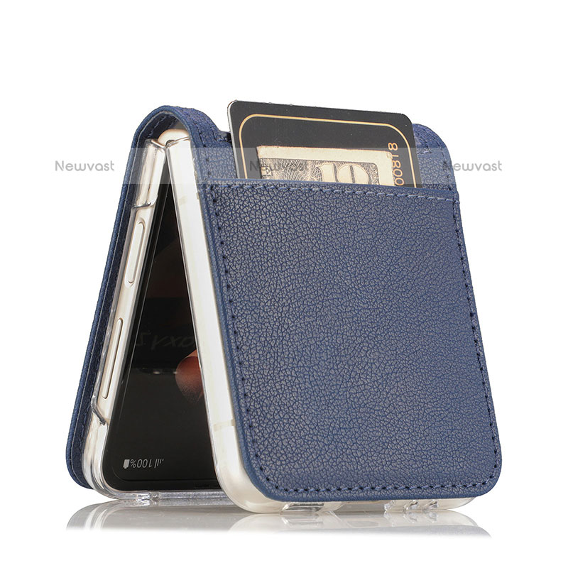 Luxury Leather Matte Finish and Plastic Back Cover Case H01 for Samsung Galaxy Z Flip3 5G