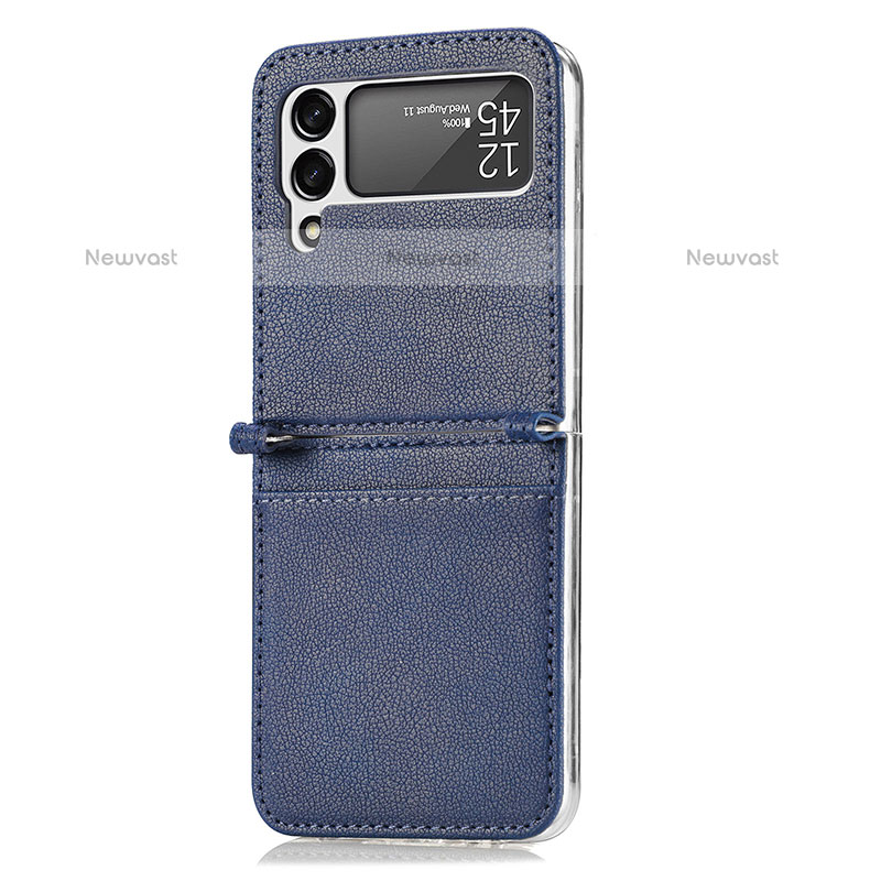 Luxury Leather Matte Finish and Plastic Back Cover Case H01 for Samsung Galaxy Z Flip3 5G