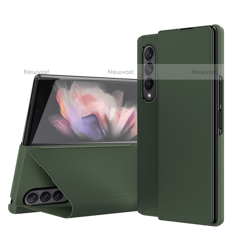 Luxury Leather Matte Finish and Plastic Back Cover Case H01 for Samsung Galaxy Z Fold3 5G