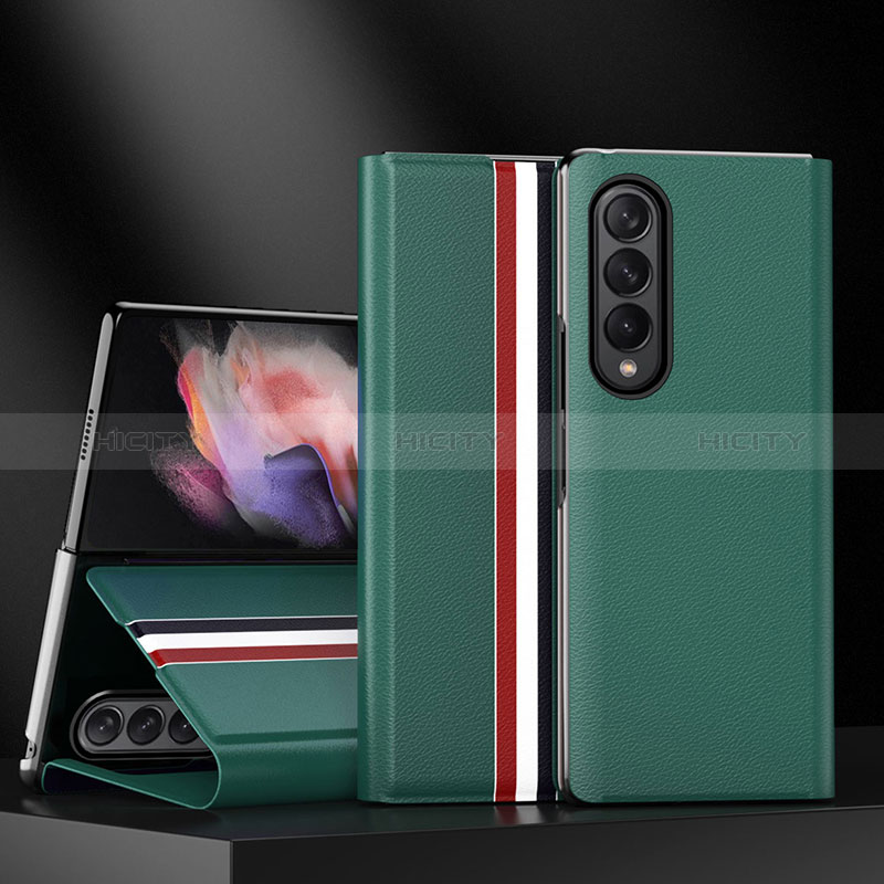 Luxury Leather Matte Finish and Plastic Back Cover Case H02 for Samsung Galaxy Z Fold4 5G