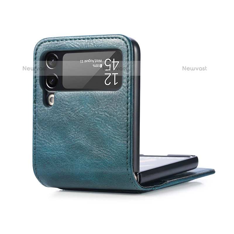 Luxury Leather Matte Finish and Plastic Back Cover Case H03 for Samsung Galaxy Z Flip3 5G