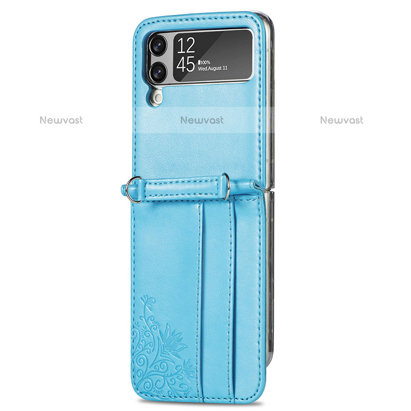 Luxury Leather Matte Finish and Plastic Back Cover Case H04 for Samsung Galaxy Z Flip3 5G