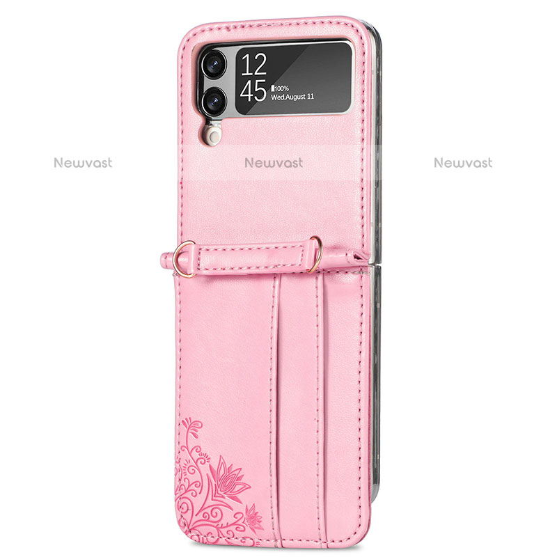 Luxury Leather Matte Finish and Plastic Back Cover Case H04 for Samsung Galaxy Z Flip3 5G