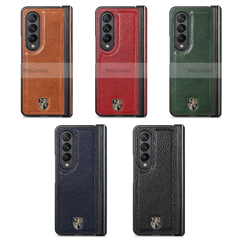 Luxury Leather Matte Finish and Plastic Back Cover Case H05 for Samsung Galaxy Z Fold3 5G