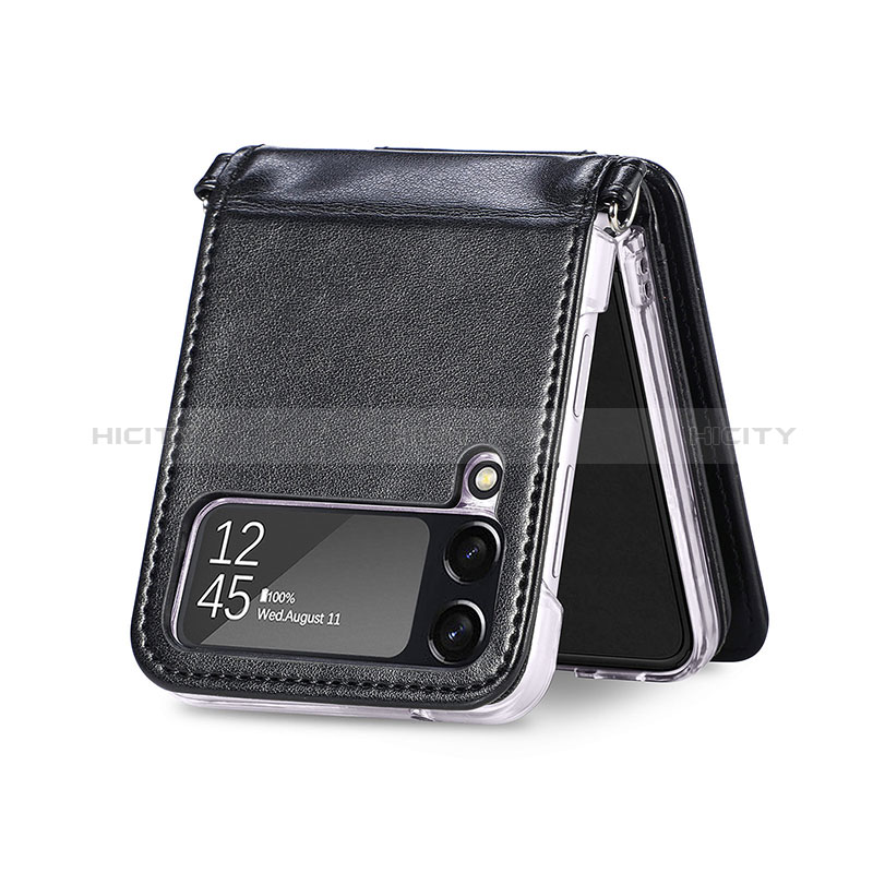 Luxury Leather Matte Finish and Plastic Back Cover Case H06 for Samsung Galaxy Z Flip4 5G