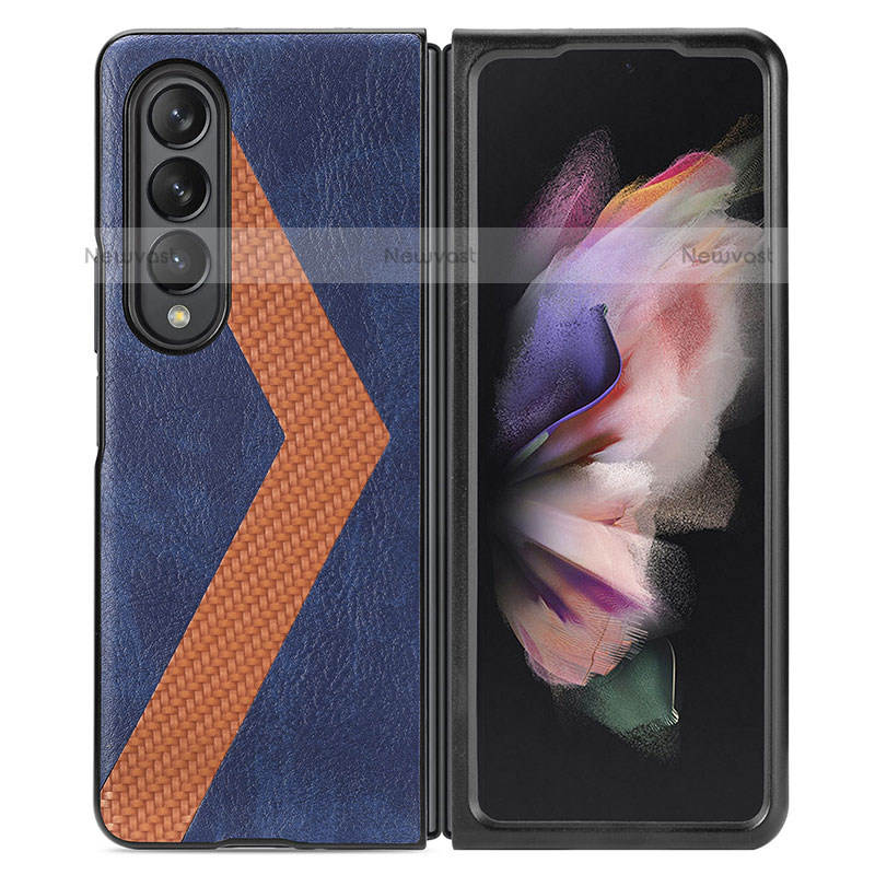 Luxury Leather Matte Finish and Plastic Back Cover Case H07 for Samsung Galaxy Z Fold3 5G