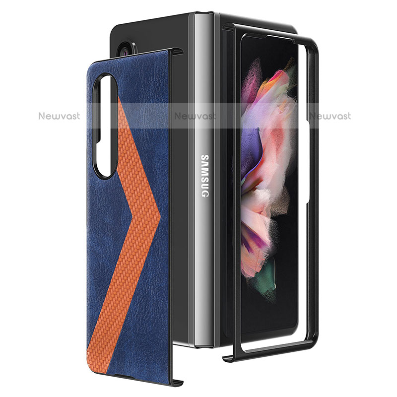 Luxury Leather Matte Finish and Plastic Back Cover Case H07 for Samsung Galaxy Z Fold3 5G