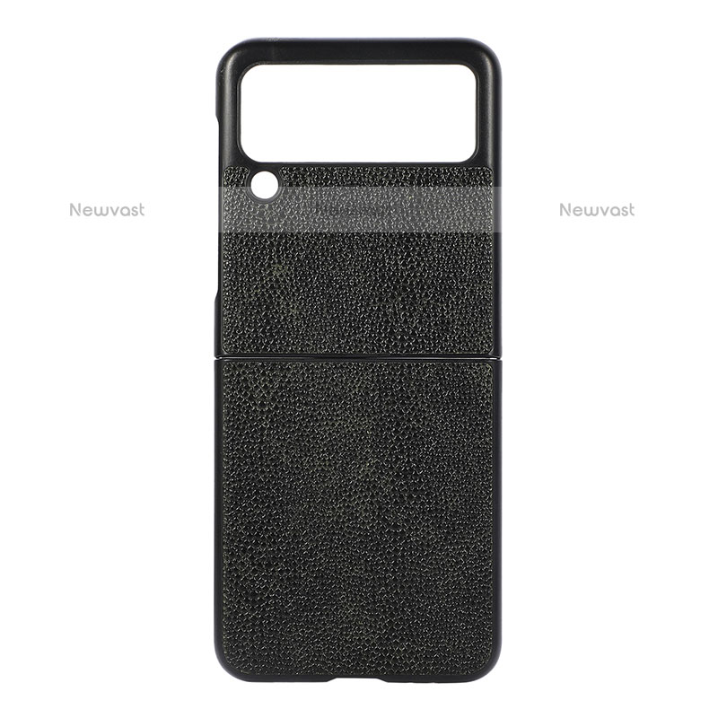 Luxury Leather Matte Finish and Plastic Back Cover Case H09 for Samsung Galaxy Z Flip3 5G