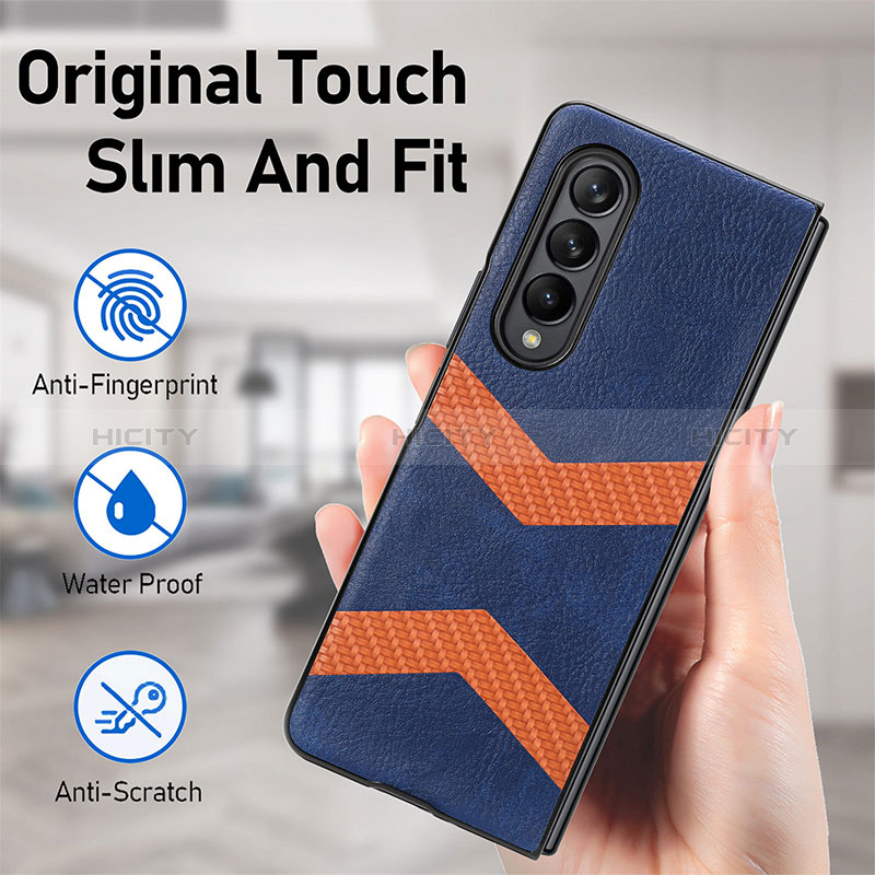 Luxury Leather Matte Finish and Plastic Back Cover Case H09 for Samsung Galaxy Z Fold4 5G