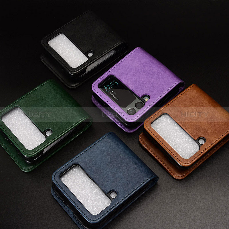 Luxury Leather Matte Finish and Plastic Back Cover Case JD1 for Samsung Galaxy Z Flip4 5G