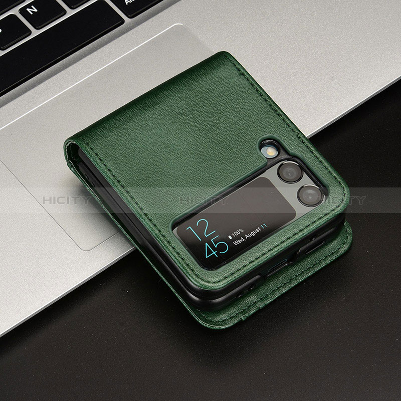 Luxury Leather Matte Finish and Plastic Back Cover Case JD1 for Samsung Galaxy Z Flip4 5G