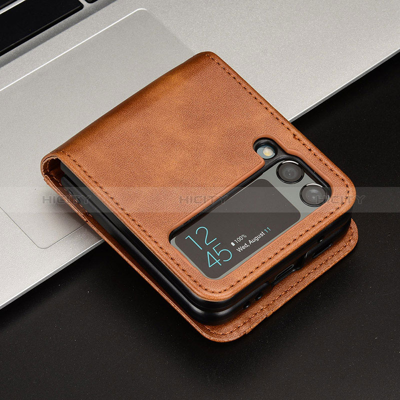 Luxury Leather Matte Finish and Plastic Back Cover Case JD1 for Samsung Galaxy Z Flip4 5G