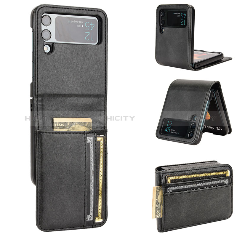 Luxury Leather Matte Finish and Plastic Back Cover Case JD1 for Samsung Galaxy Z Flip4 5G