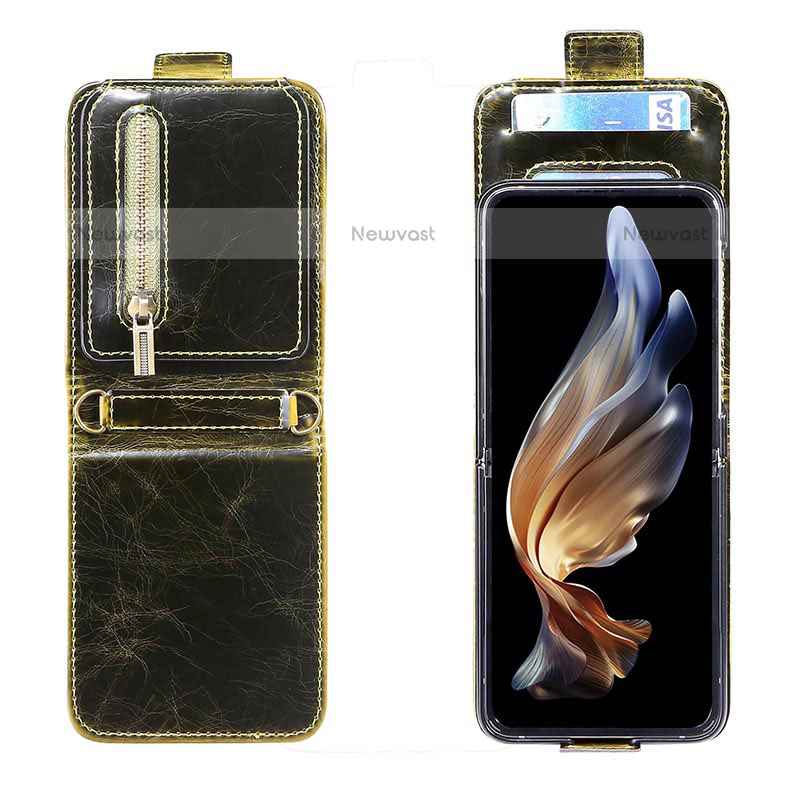 Luxury Leather Matte Finish and Plastic Back Cover Case JD2 for Samsung Galaxy Z Flip3 5G