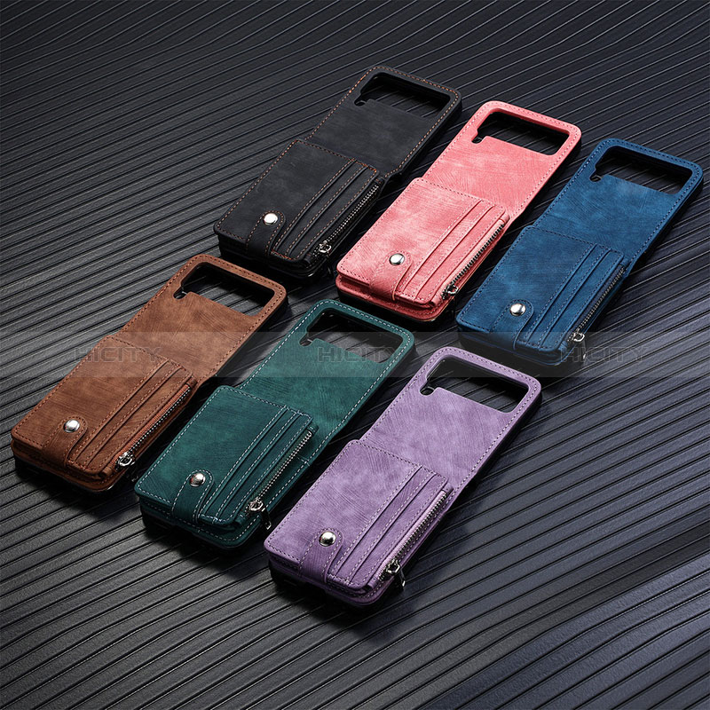 Luxury Leather Matte Finish and Plastic Back Cover Case L06 for Samsung Galaxy Z Flip4 5G