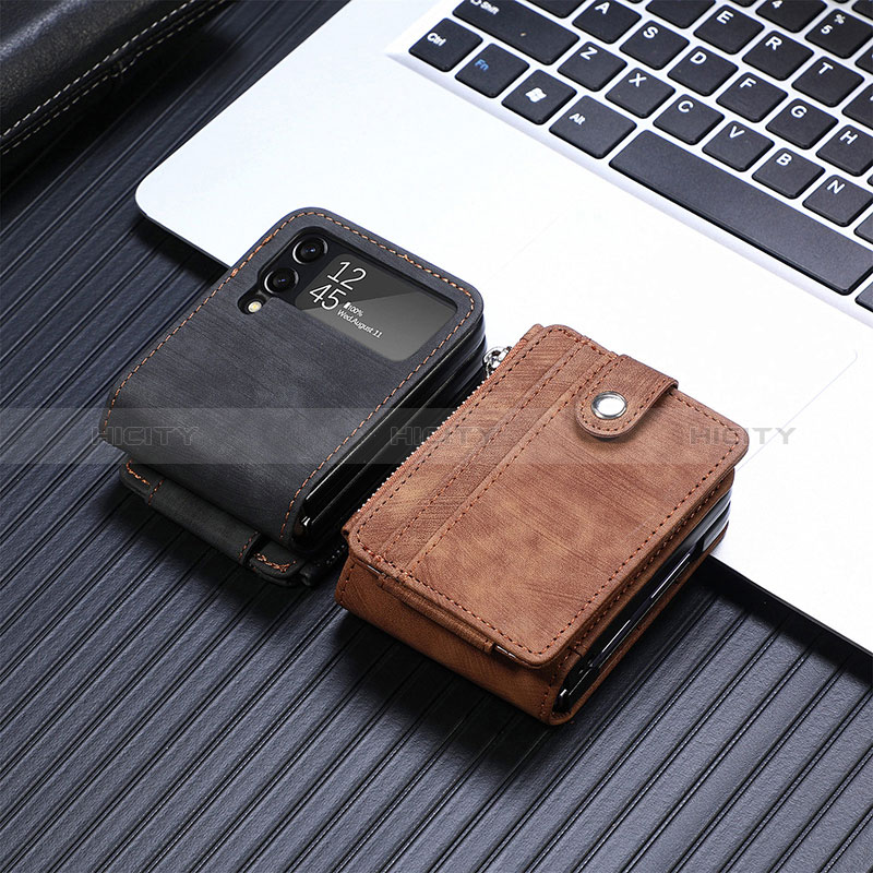 Luxury Leather Matte Finish and Plastic Back Cover Case L06 for Samsung Galaxy Z Flip4 5G