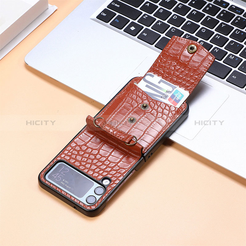 Luxury Leather Matte Finish and Plastic Back Cover Case L09 for Samsung Galaxy Z Flip4 5G