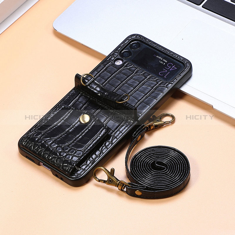 Luxury Leather Matte Finish and Plastic Back Cover Case L09 for Samsung Galaxy Z Flip4 5G