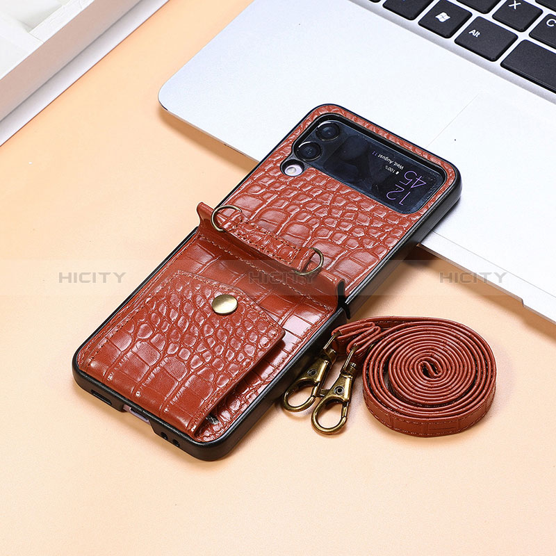 Luxury Leather Matte Finish and Plastic Back Cover Case L09 for Samsung Galaxy Z Flip4 5G