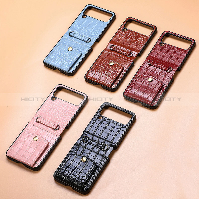 Luxury Leather Matte Finish and Plastic Back Cover Case L09 for Samsung Galaxy Z Flip4 5G